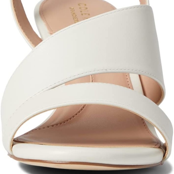 Cole Haan Amalia Ivory White Leather Slingback Sandal 65 Block Heel Pumps 8 - Picture 3 of 10